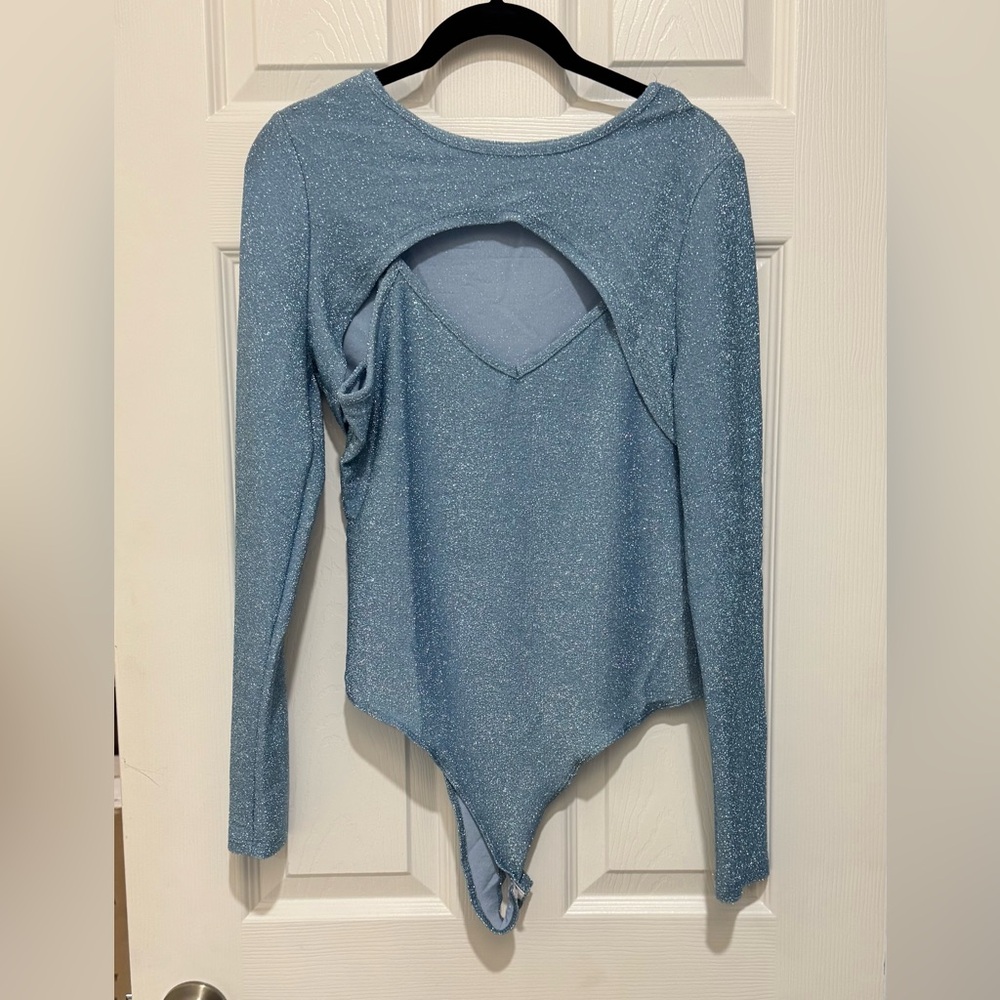 Haute Monde Shimmering Blue Bodysuit